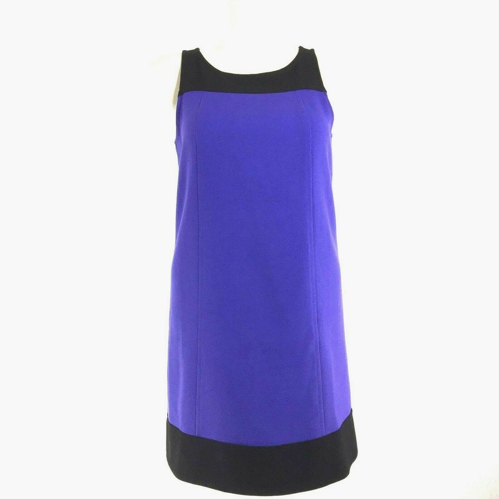 NWT LOFT Dress 6 PETITE Black Blue Purple Color Block Stretch Shift Sleeveless
